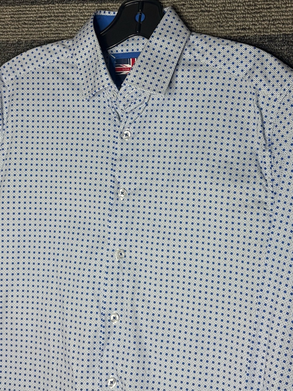 Soul of London Men's Light Blue Micro-Pattern Dress Shirt Size Medium 15.5 EUC - Picture 2 of 6